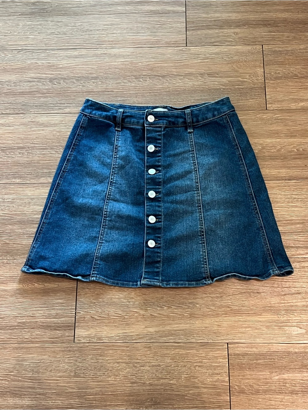 Mossimo Supply Co. Dark Blue Button-Front A-Line Denim Skirt